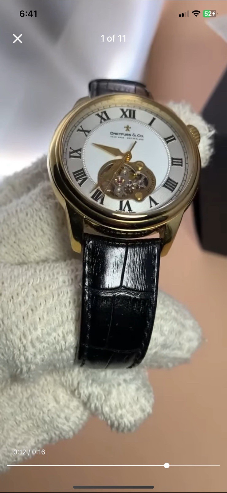 Dreyfuss&Co Seafarer Hand Made Gold Plated Automatic Skeleton Swiss MSRP$1950