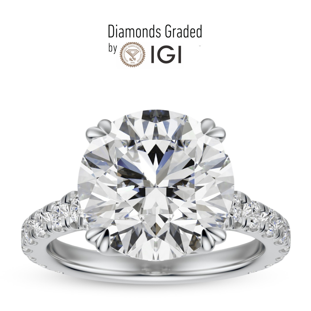 IGI Certified 4.76 Carat E VVS2 Lab Grown Diamond Engagement Ring White Gold 14K