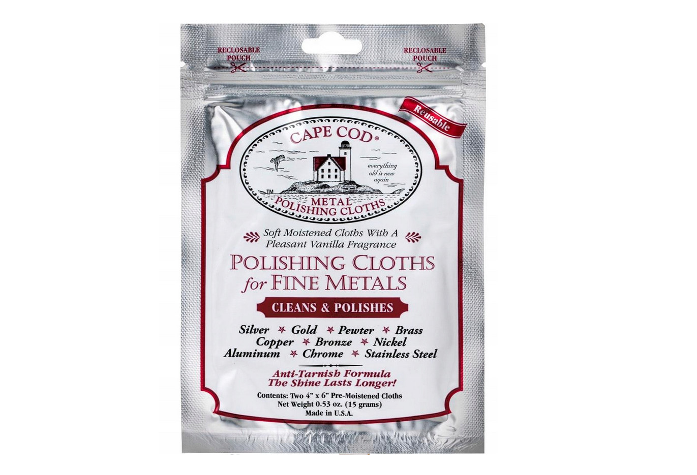 Cape Cod Polishing Cloths for Fine Metals, 2 Clothes Inside, Polish Watches
