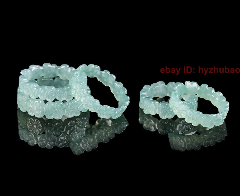 Certified Natural Burma Grade A Jade jadeite Carving Flower Lucky Unisex Ring