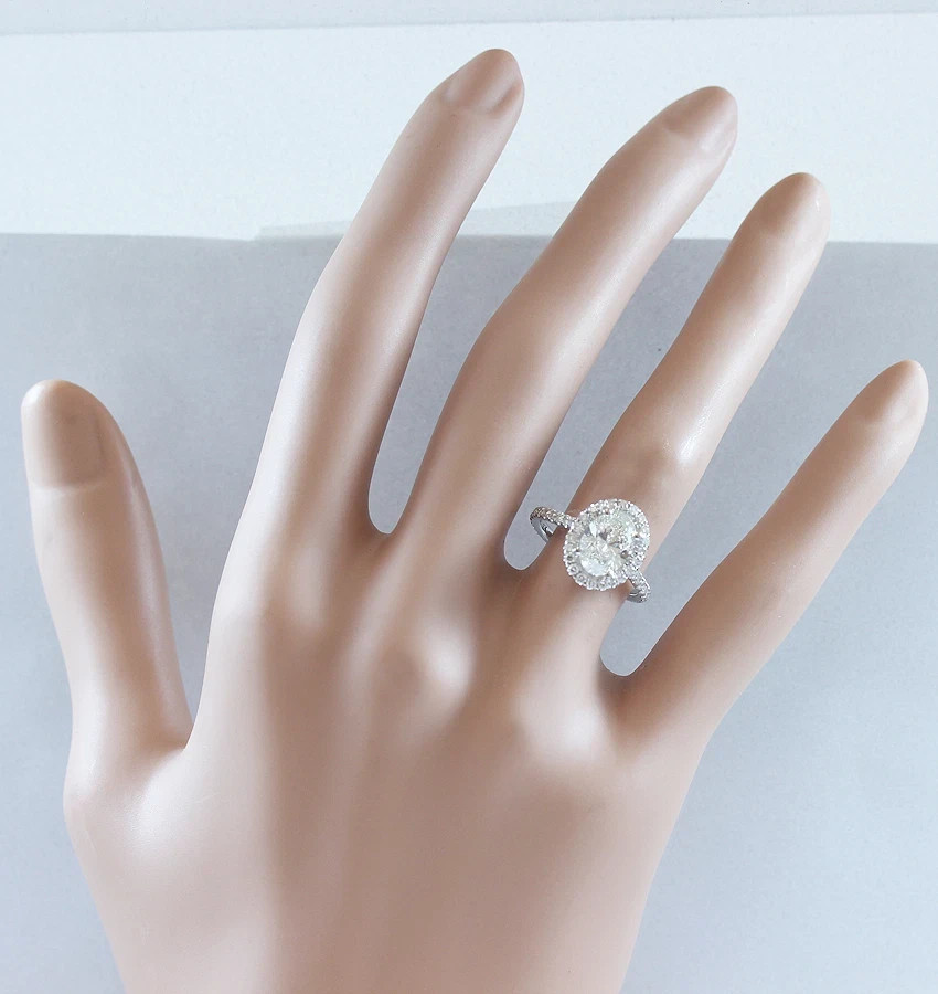 Certified Natural 1.2ct VS1 F Oval White Diamond AAA 14K White Gold Wedding Ring