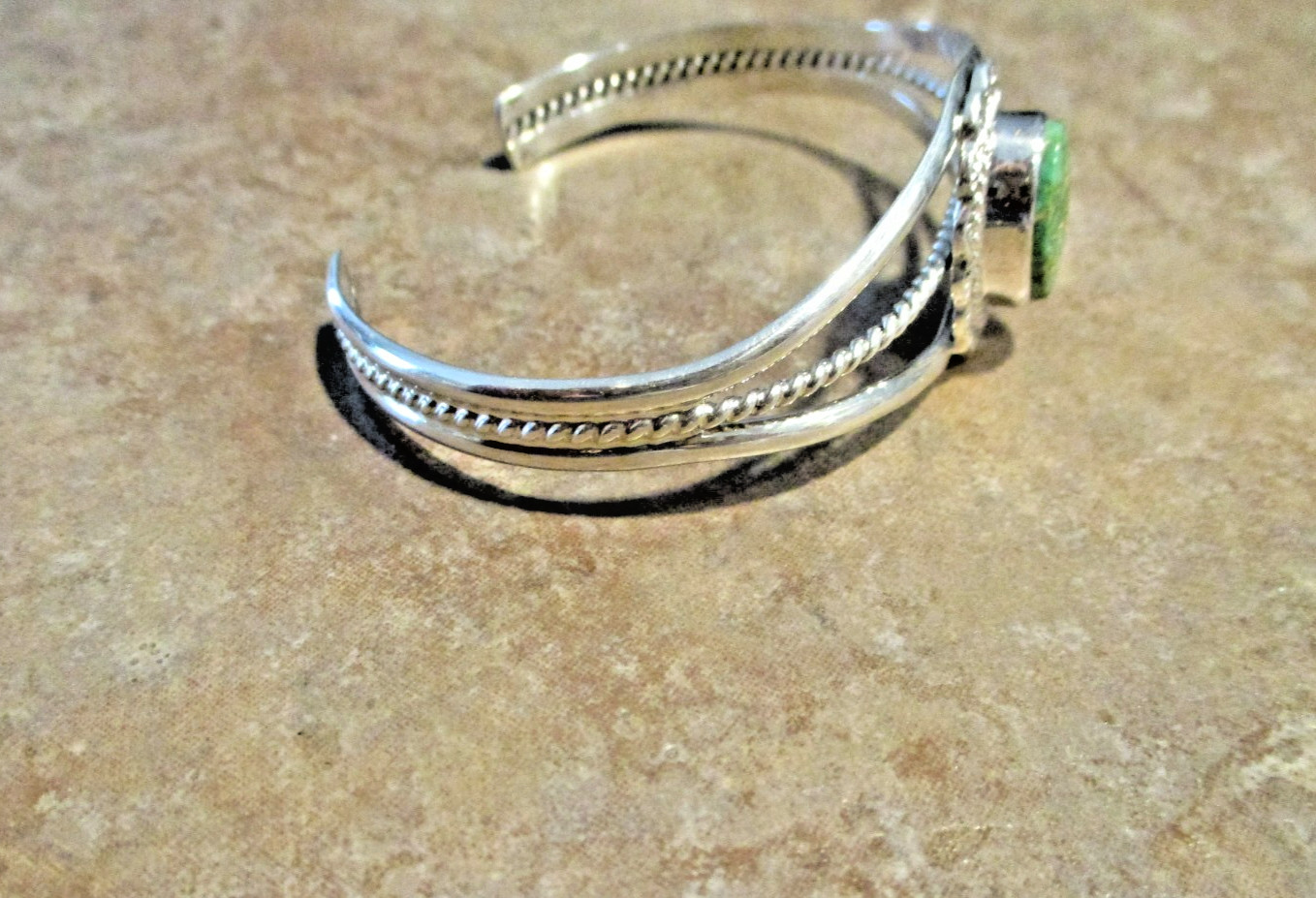 Contemporary Navajo Sterling Silver PREMIUM TURQUOISE Bracelet Signed AC