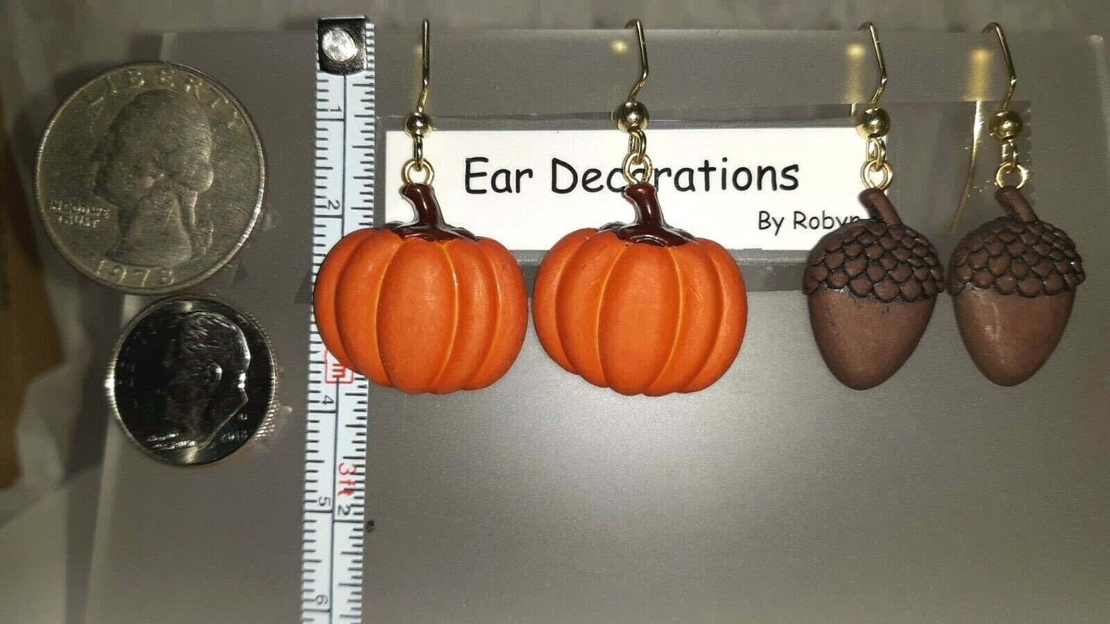 Halloween Orange Pumpkins Or Acorn earrings. Gold or Silver nickel free hooks