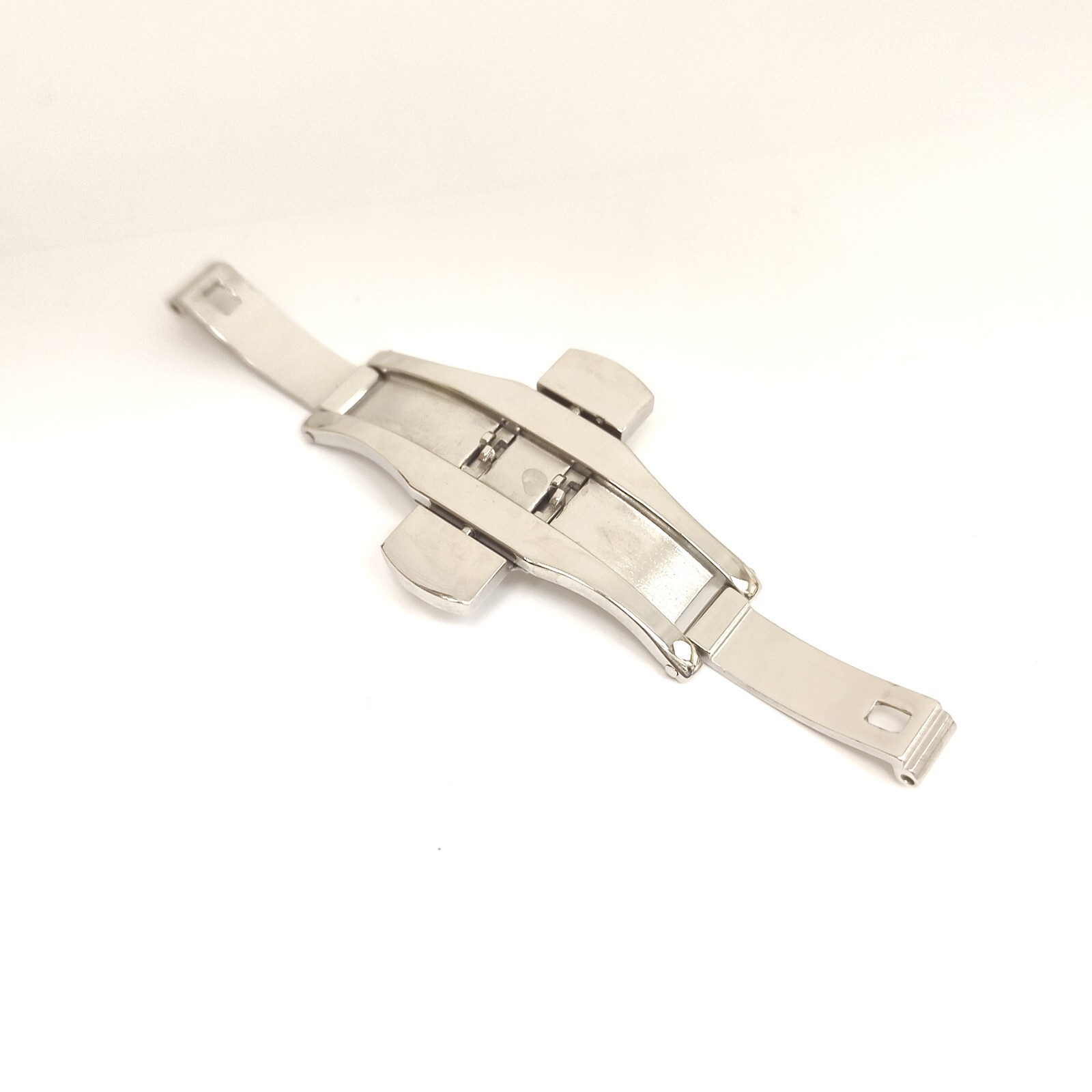 Stainless Steel Push Button Butterfly Deployment Silver Clasp/Buckle 6×27 mm