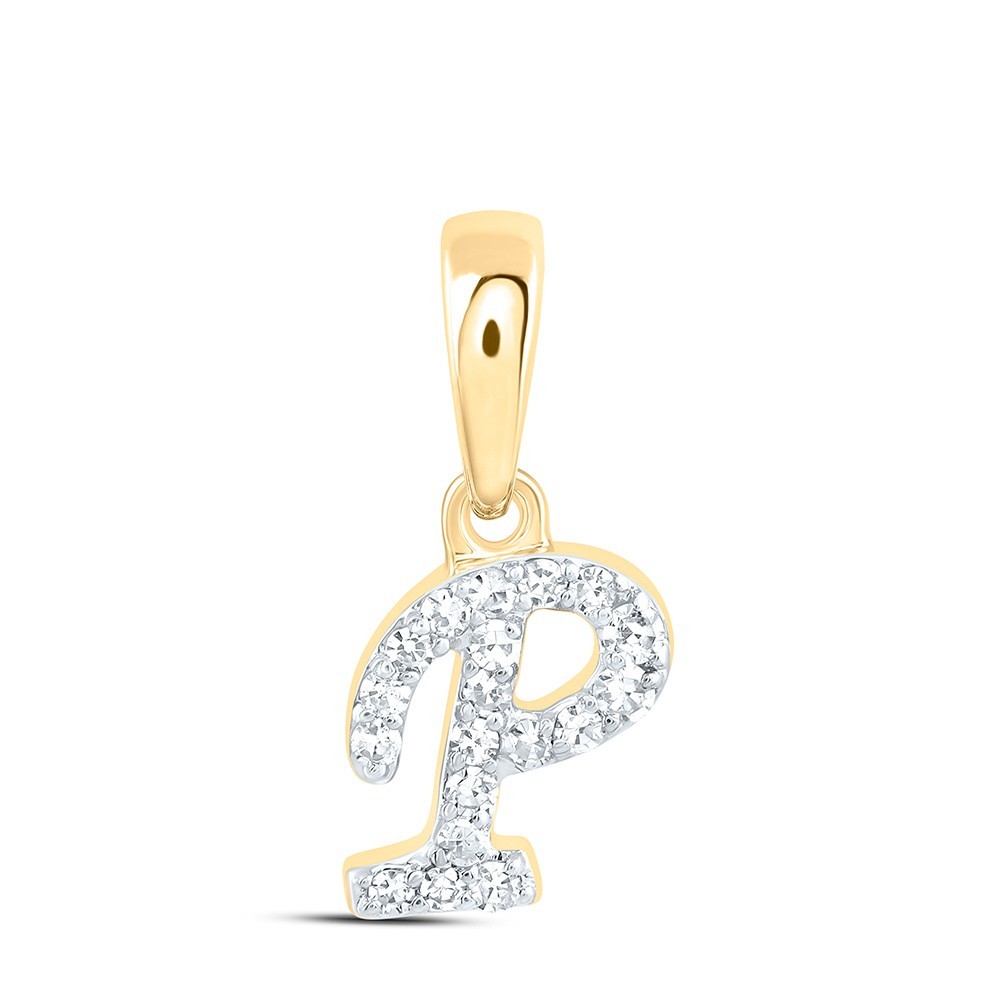 0.06CTW Natural Diamond 0.27g 10k Yellow Gold Initial “P” Pendant Letter Charm
