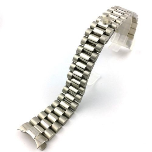 Solid Stainless Steel Strap Bracelet 20MM Curved End President Watch Band – US