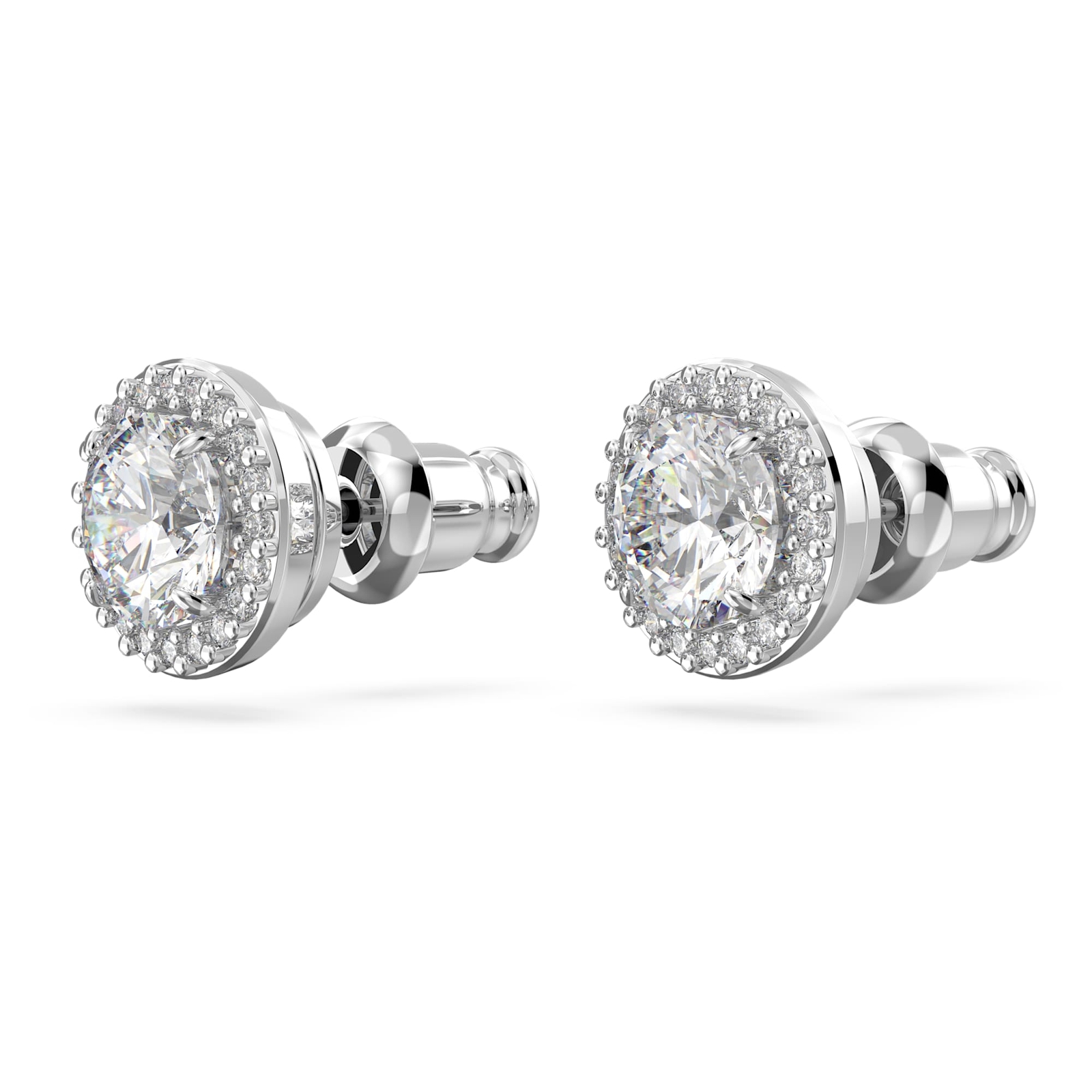Swarovski Una Angelic Stud Earrings Round Cut, Pavé, White, Rhodium Plated