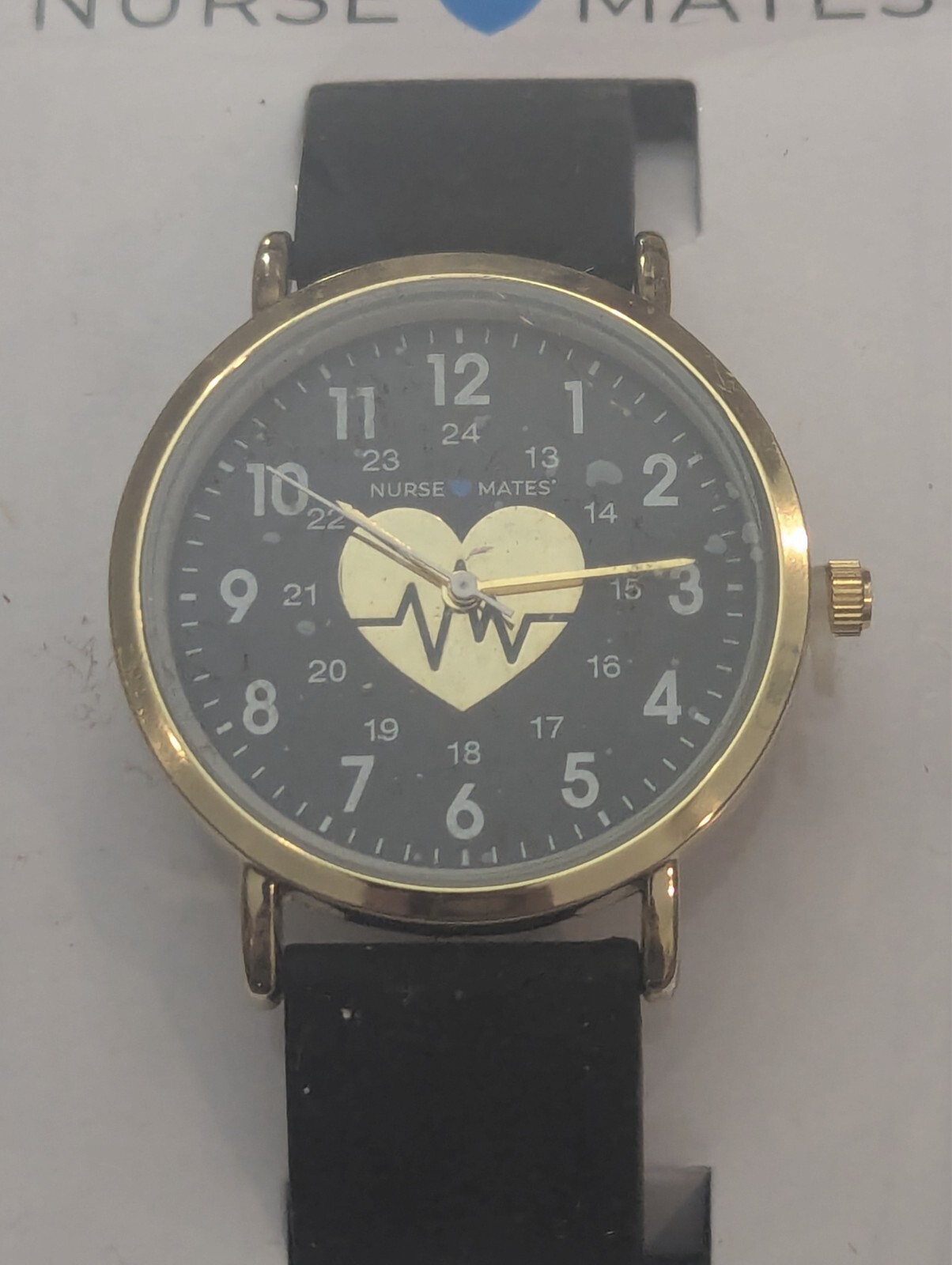 Nurse Mates Heart of Gold Watch Black Strap Water Resistant NA00556