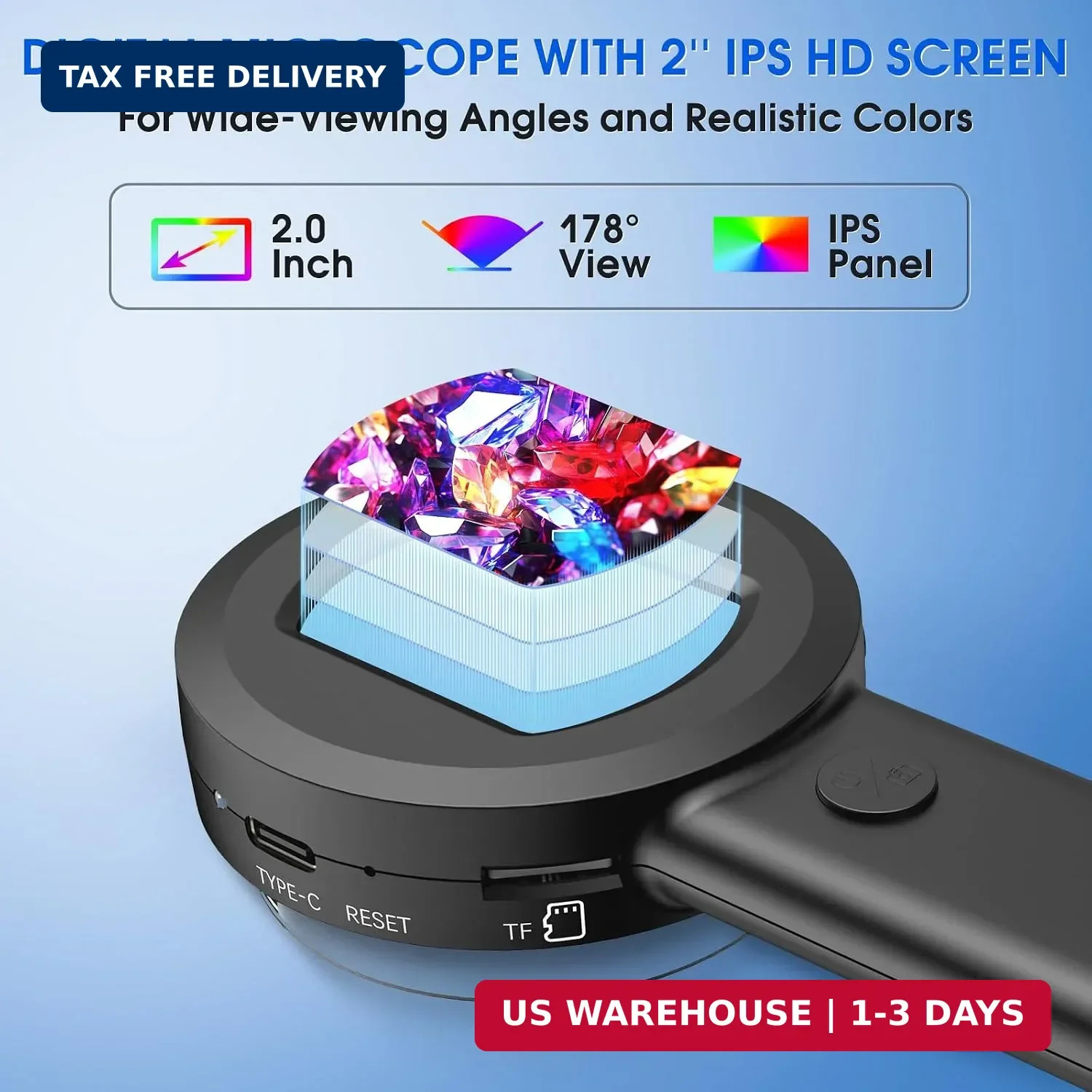 Pocket Digital Microscope for Adults Kids: 100X Handheld Magnifying Glass with L