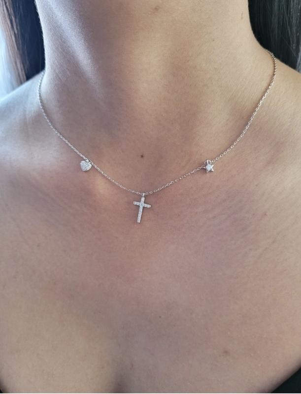 Retro Style Silvery Rhinestone Pave Cross & Cubic Zirconias Chain