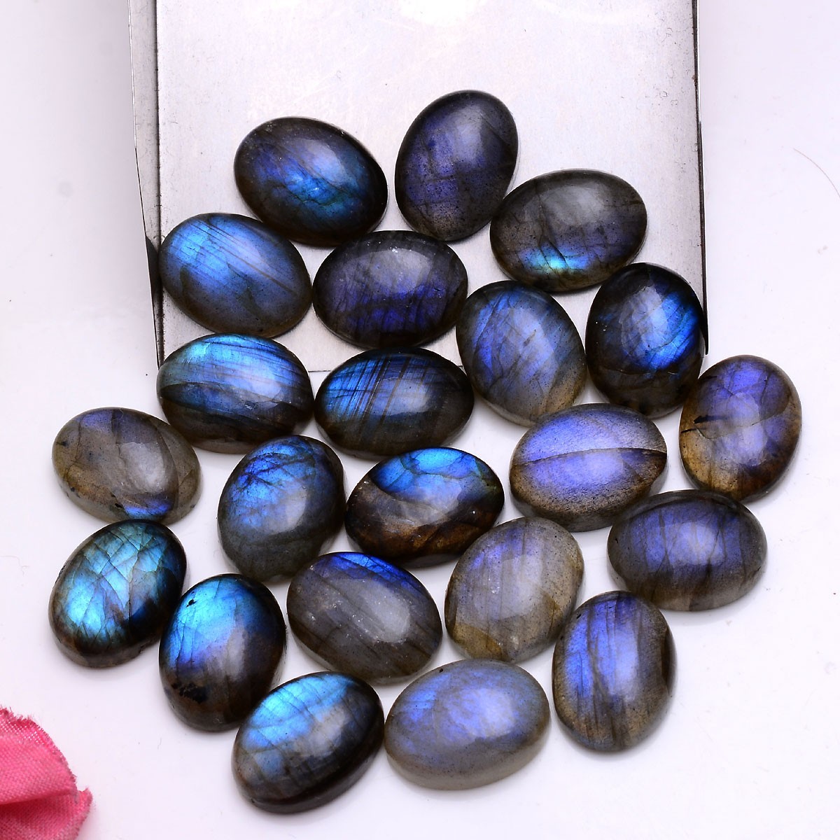 11 Pcs Natural Labradorite Blue Shine 16mmx12mm Oval Cabochon Loose Gemstone Lot