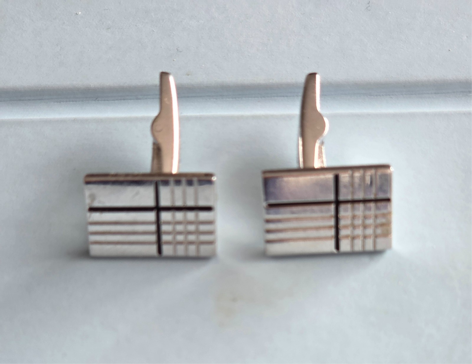vintage Burberry silver square cufflinks.