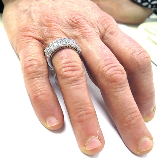 2.62 ct Princess Round & Baguette Diamond Wedding Ring 14K White Gold Band #322