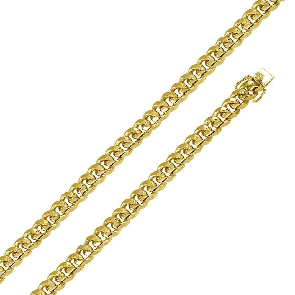 .925 Sterling Silver Gold Plated Miami Cuban Chain Bracelet 9mm-15.4mm