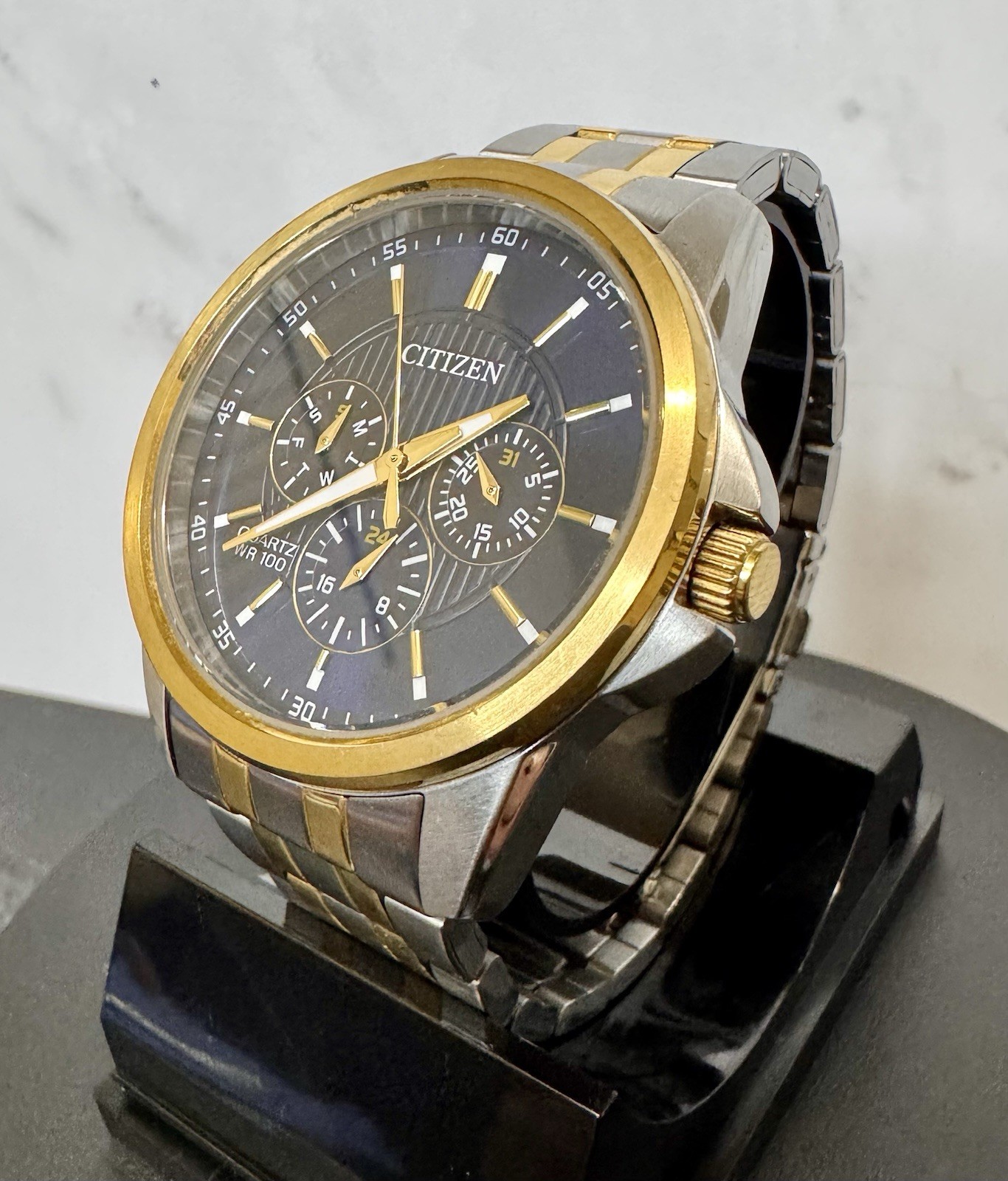 Citizen 6329-S127173 Two-Tone Blue Dial Quartz Multifunction Men’s Watch WR100