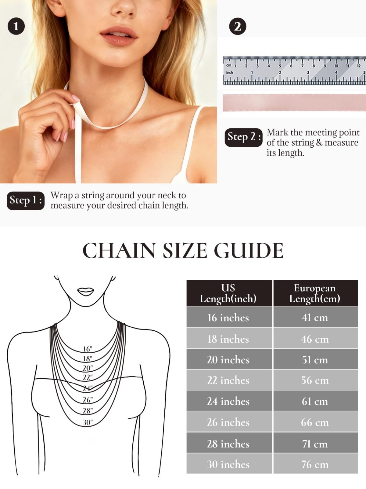 Sterling Silver Necklace for Women – Thin Cable/Box/Rope Chain, 18-30 Inch Lengt