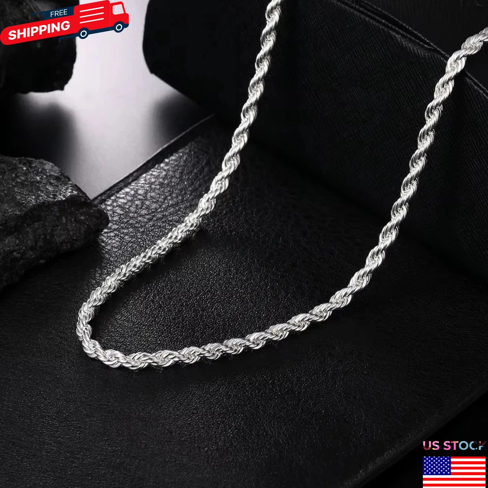 925 Sterling Silver Italian Rope Chain Men’s Necklace 4mm – NEW**