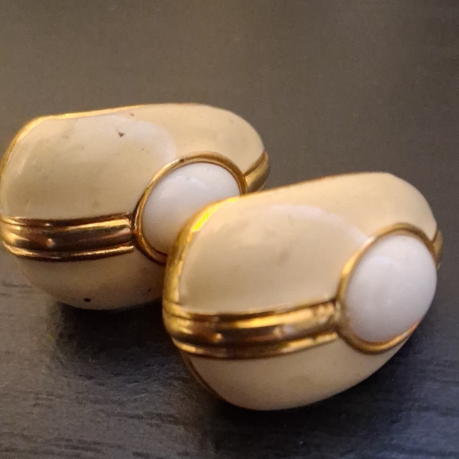 Lot 3 Pair Vintage Gold Tone Stud Earrings Clear Rhinestone White Black