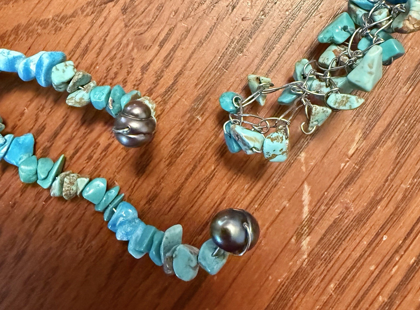 Nautilus Abalone Shell Turquoise & Beads Wire Wrapped Artisan Choker Necklace