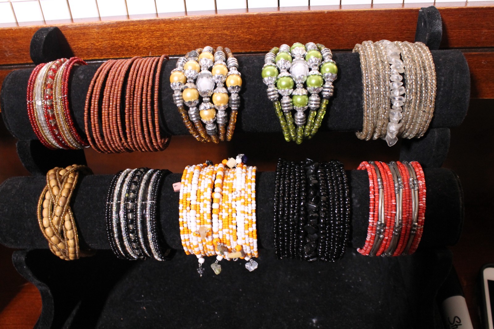 New Lot of TEN Bracelets Handmade in Indonesia Beads Multicolor Colorful Cuff
