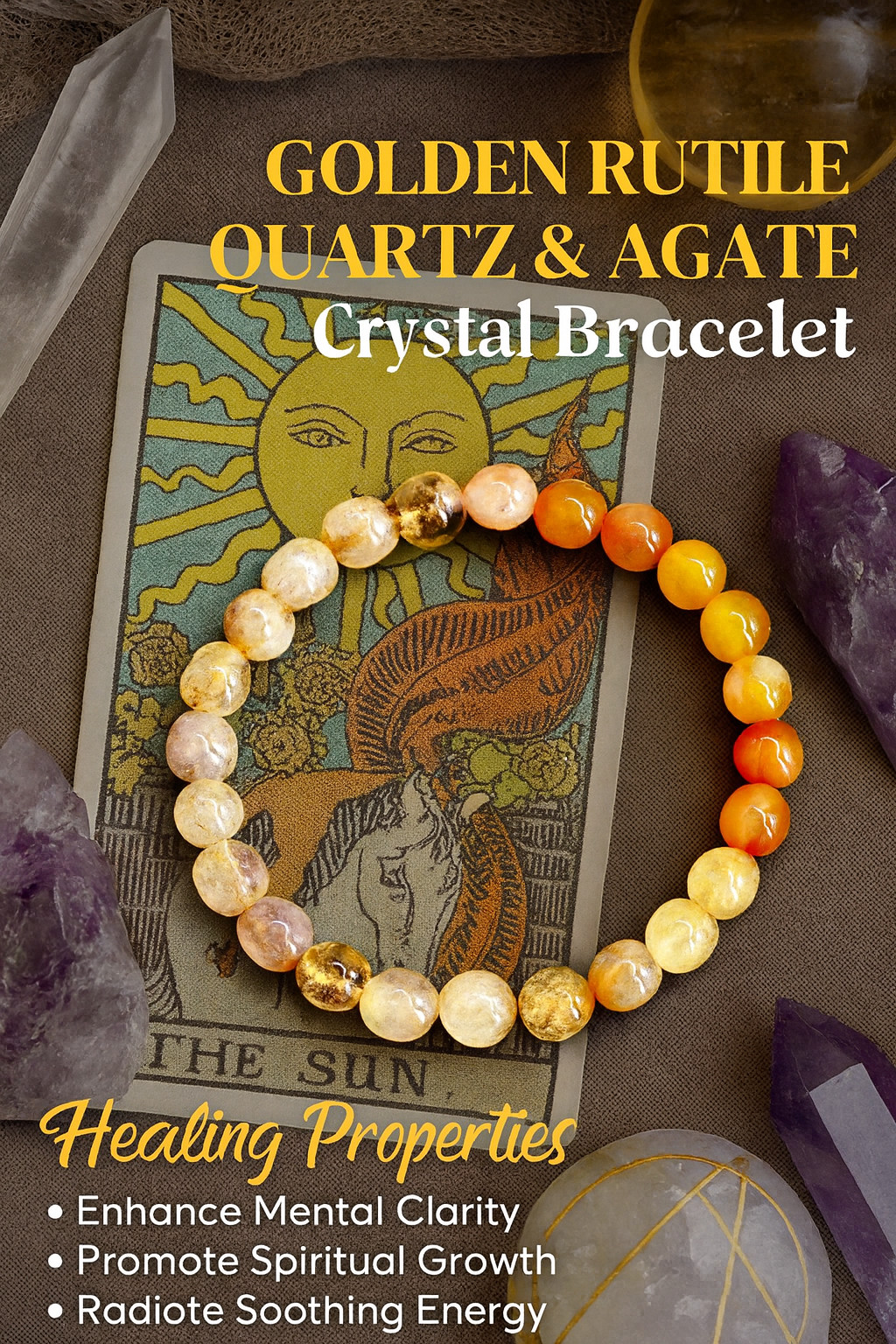 Awesome 100.00 Cts Golden Rutile Quartz Stretchable Bracelet Beaded VK 46 AZ6