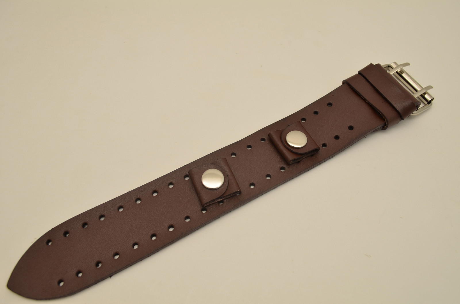Brown wide Leather Watch Band strap Buckle Punk Rock Skaters cuff Bikers