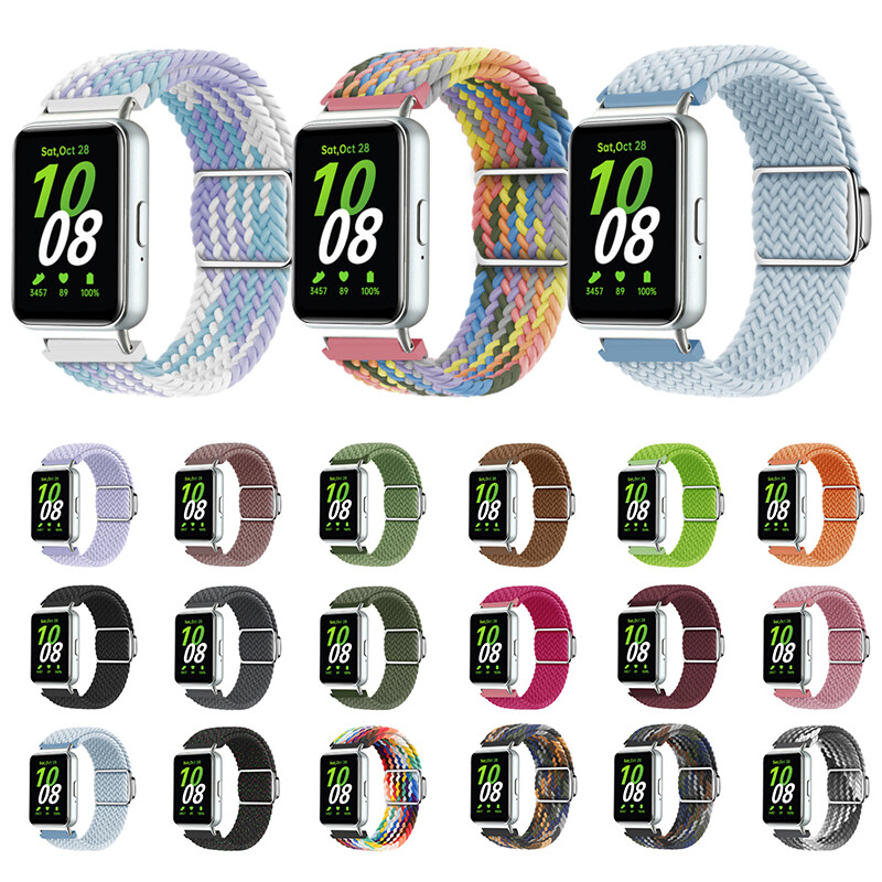 For Samsung Galaxy Fit3 SM-R390 Sports Magnetic Braided Nylon Strap Watch Band