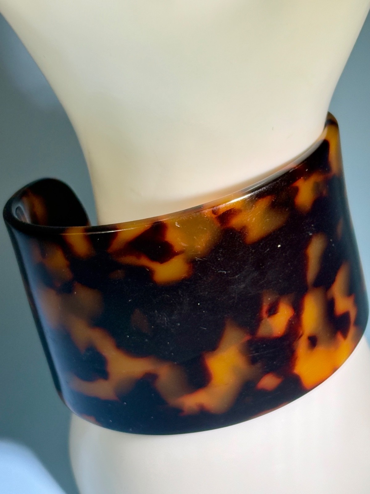 Vintage Wide Tortoiseshell Cuff Bracelet, Chunky Mid-Century Italian Acetate Ban