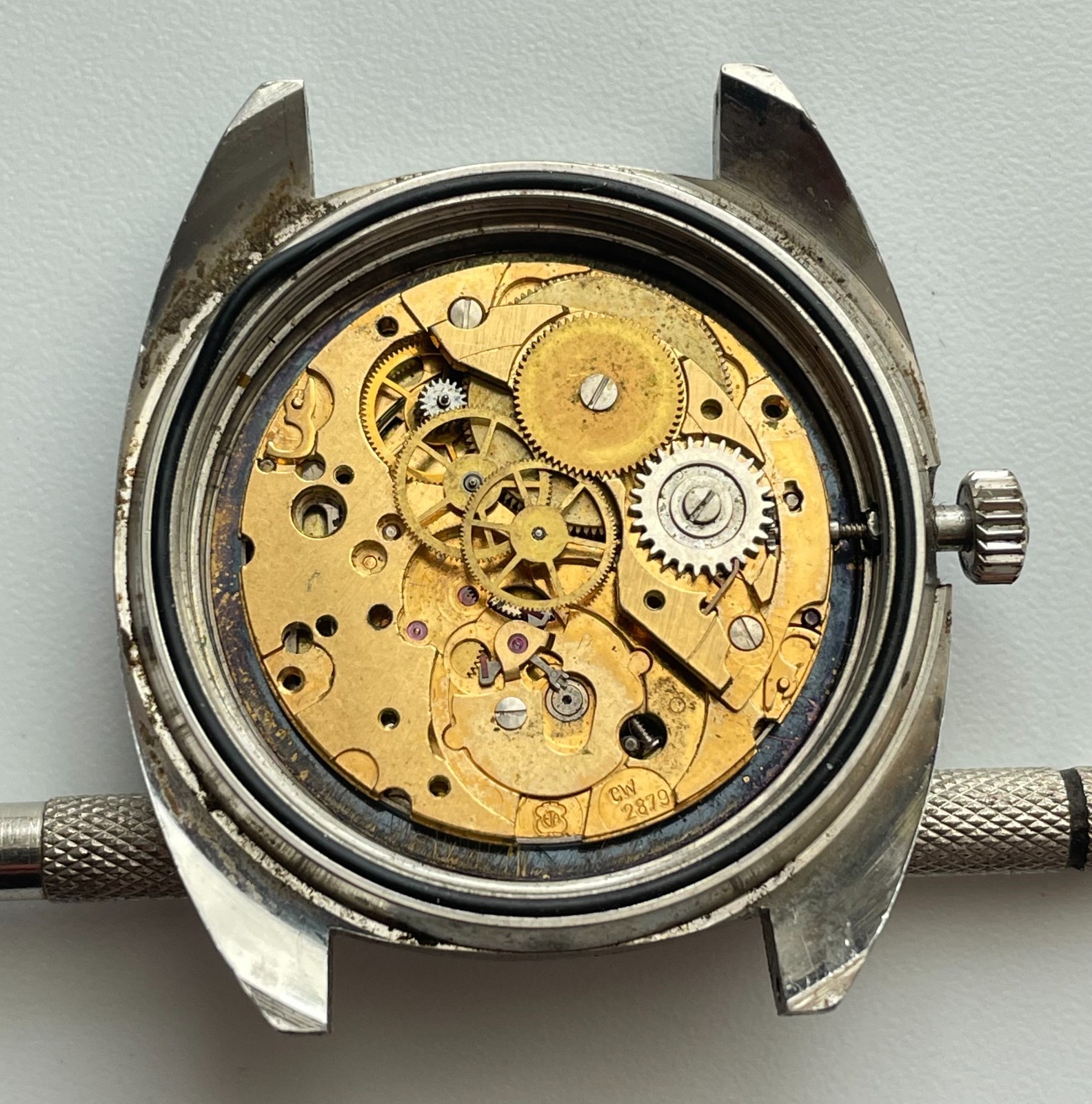 Vintage Bulova Dual Day Automatic Watch Movement N7 Parts Repair 35.6mm Case