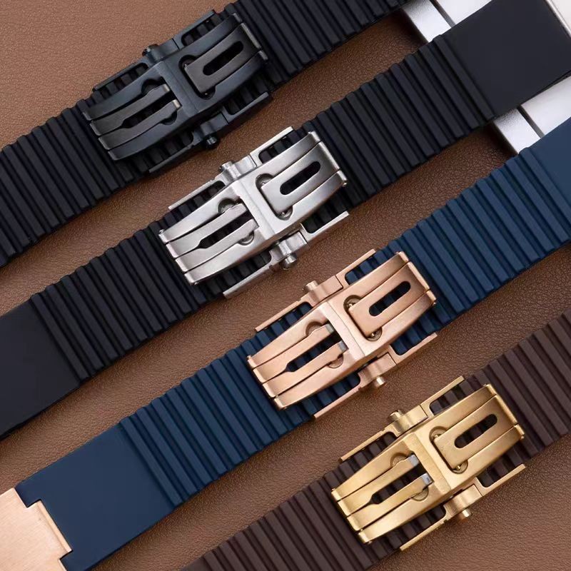 22mm Black Blue Browm Rubber WatchBand for ULYSSE NARDIN Maxi Marine Metal Piece