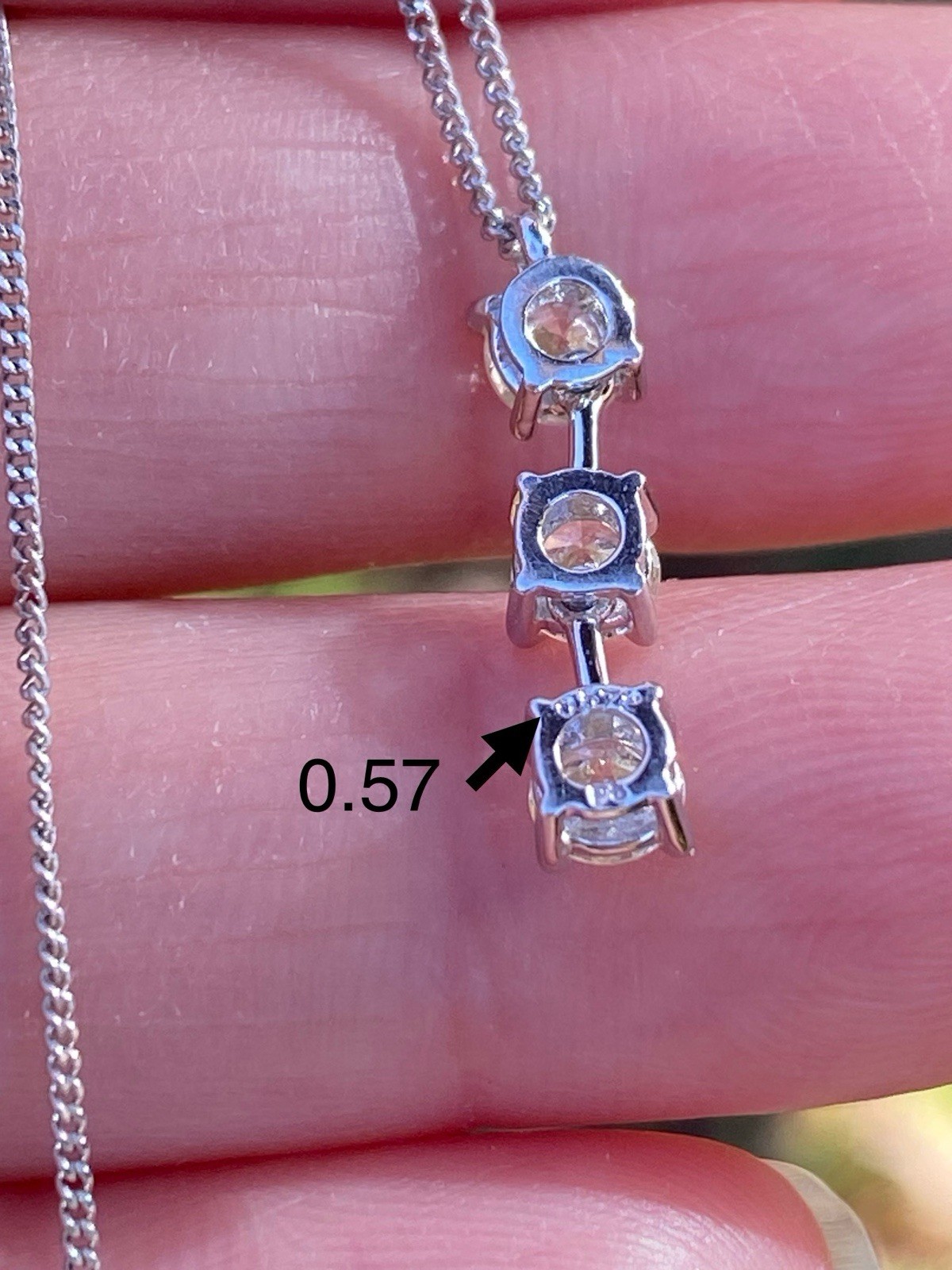 Platinum 0.57TCW 100% Natural Diamond 3-stones Pendant Necklace