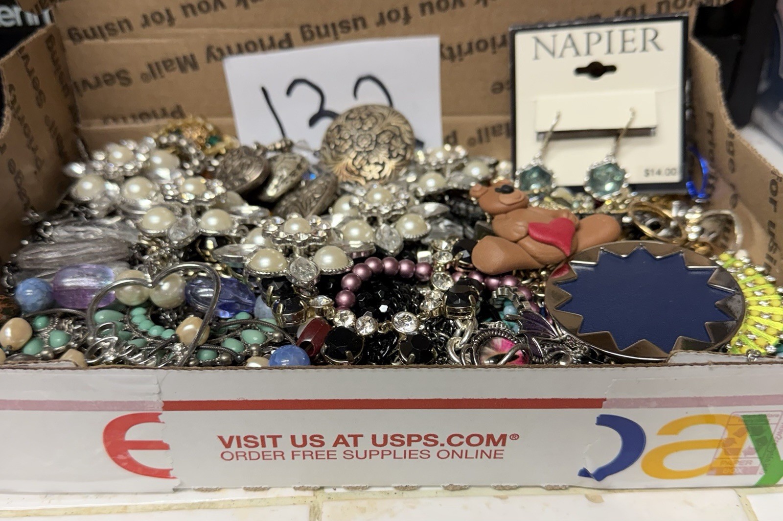 Vintage & Modern Some Signed Costume Jewelry Lot Full Small Priority Box # 132