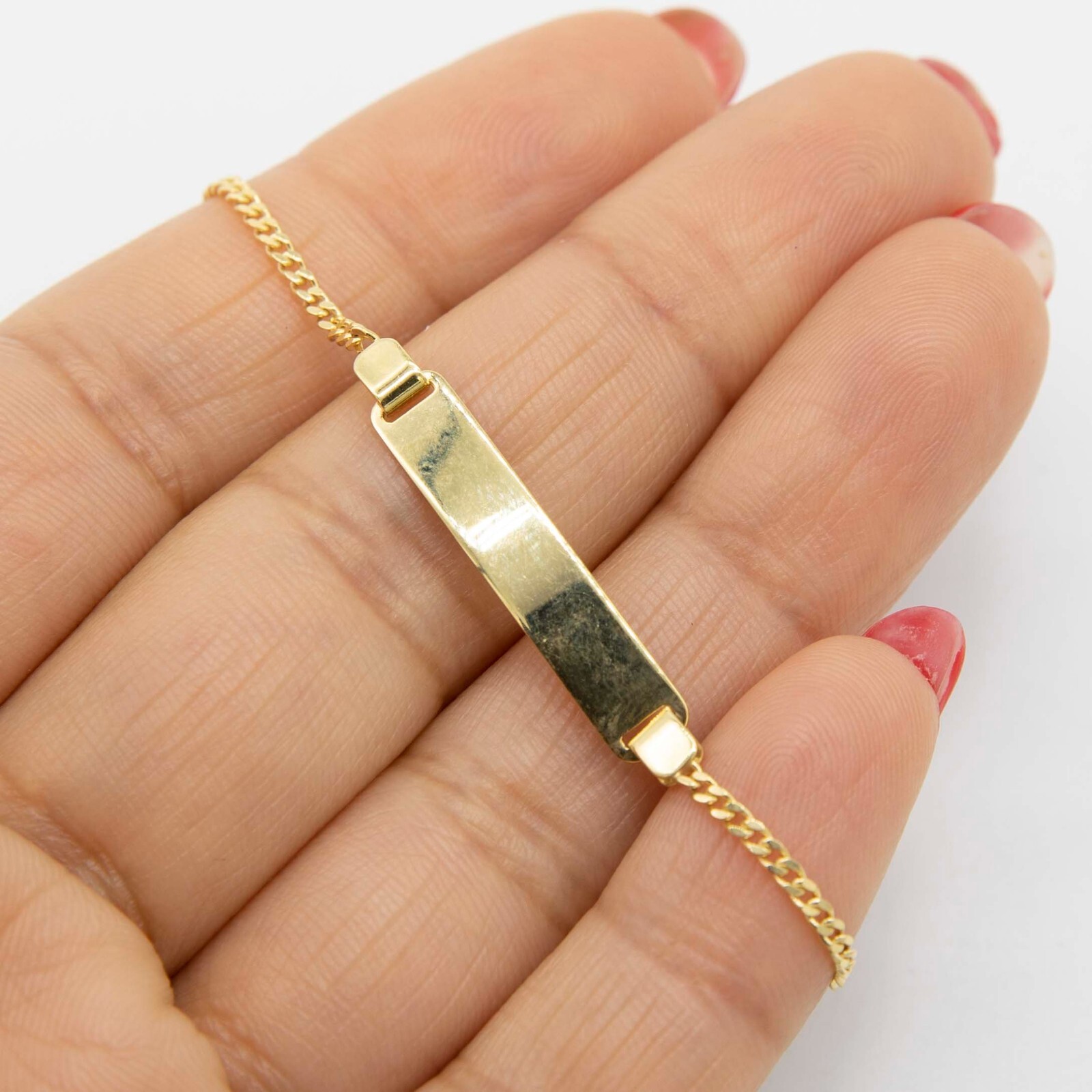 Kids Engravable ID Miami Cuban Bracelet Real 10K Yellow Gold 6″