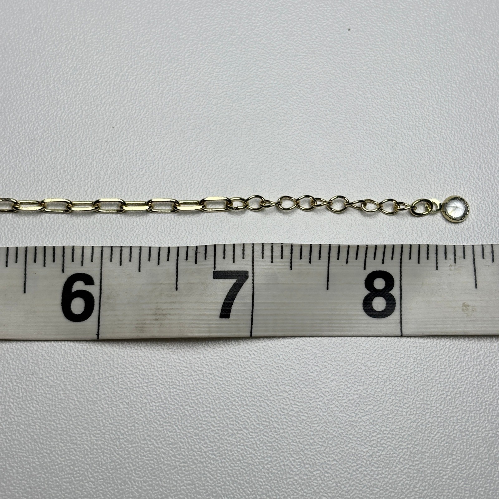 Gold Tone Initial T Paperclip Chain Bracelet Pave Rhinestone Adjustable 8.25in