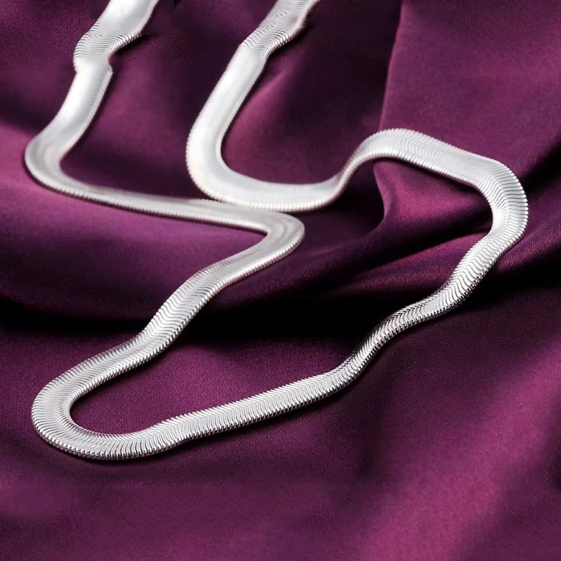925 Sterling Silver 6mm Flat Snake Chain Necklace For Women Man