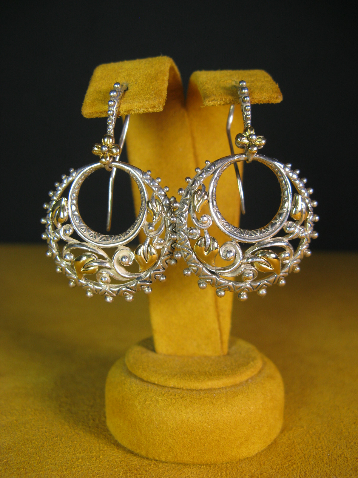 BARBARA BIXBY EARRINGS VINE LEAF ORGANIC FLOWER CHANDELIER HOOP Designer Gift