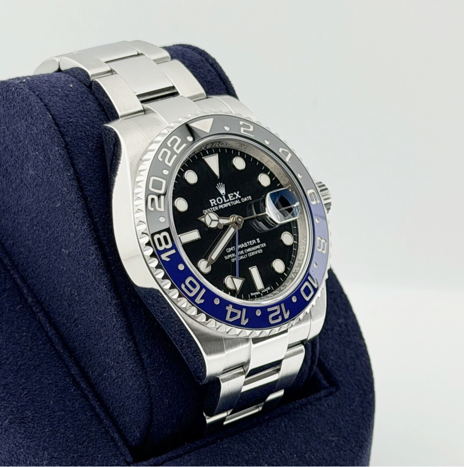 Rolex GMT Master II Batman 116710BLNR Black Blue Ceramic Bezel Steel Box Papers