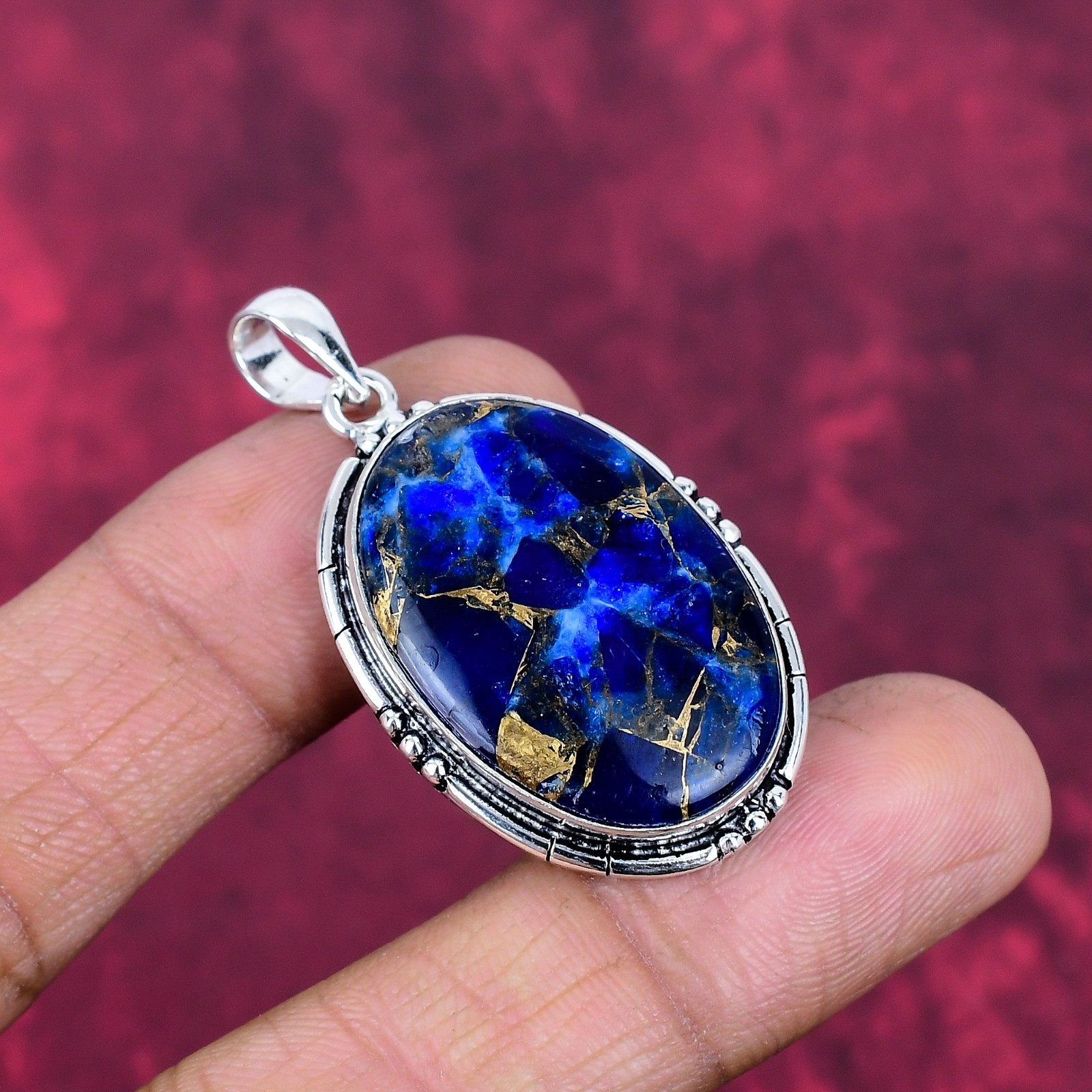 Copper Sodalite Gemstone Handmade 925 Sterling Silver Wonderful Jewelry Pendant