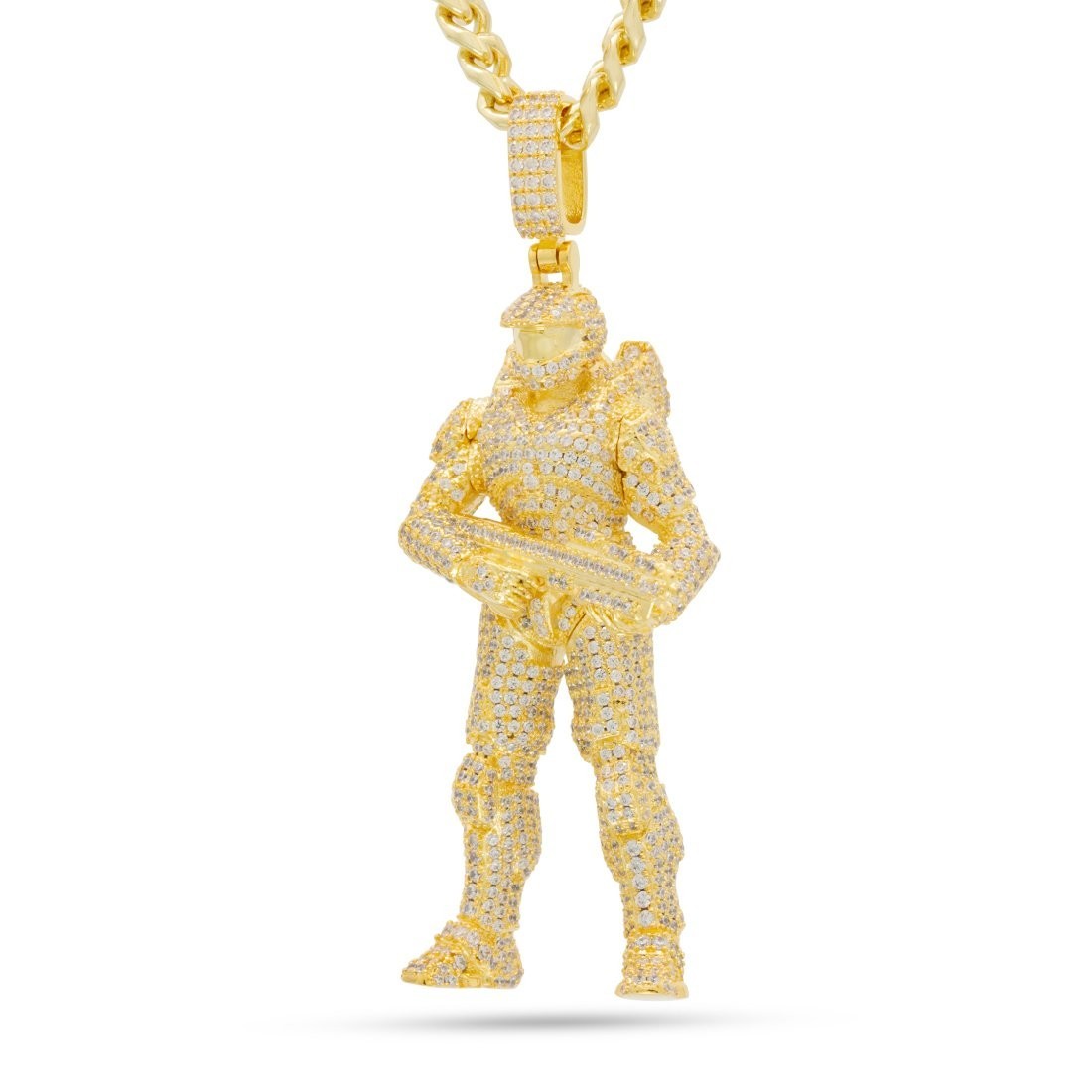 Halo x King Ice Master Chief Chain Necklace 14K Plated Gold