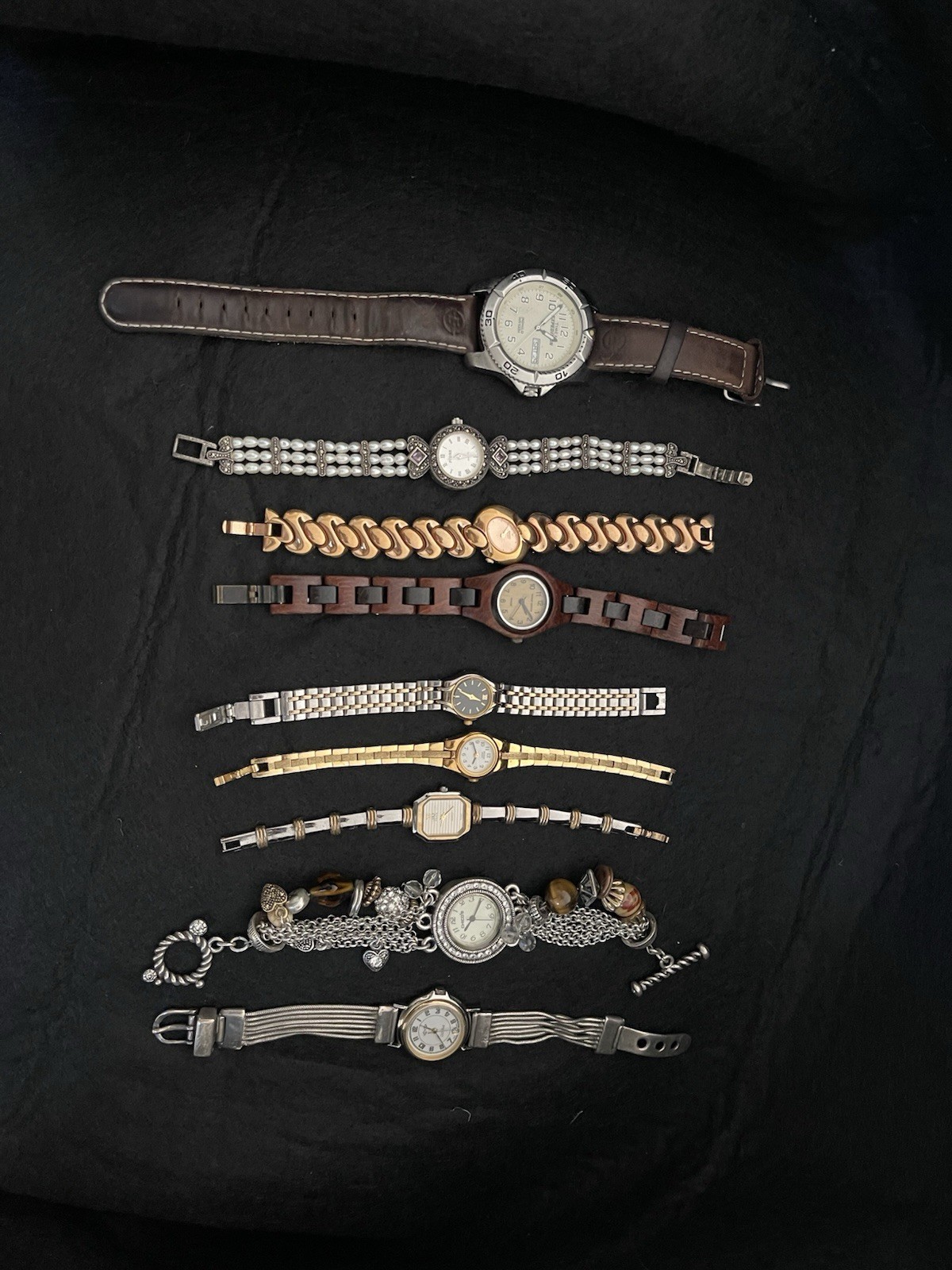 Lot of nine watches Timex Seiko Citizens Jaz Pendre Tense Pulsar and Fashion