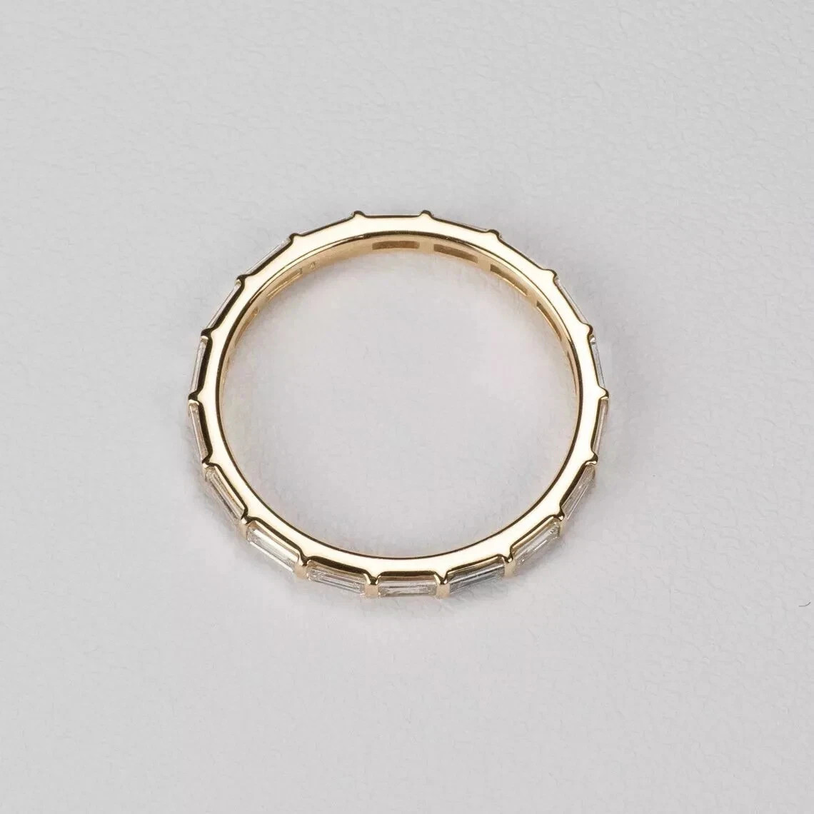 2Ct Baguette Lab-Created Diamond Wedding Eternity Rings 14k Yellow Gold Plated