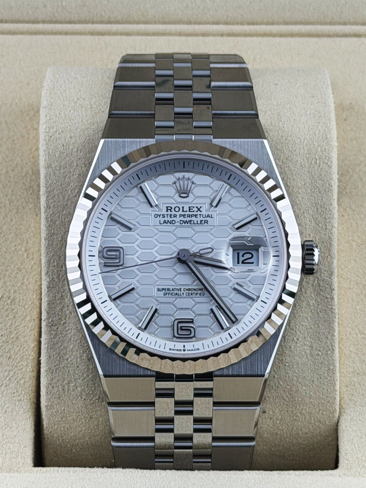 2026 Rolex Land-Dweller 40MM White “Honeycomb” Dial (127334)