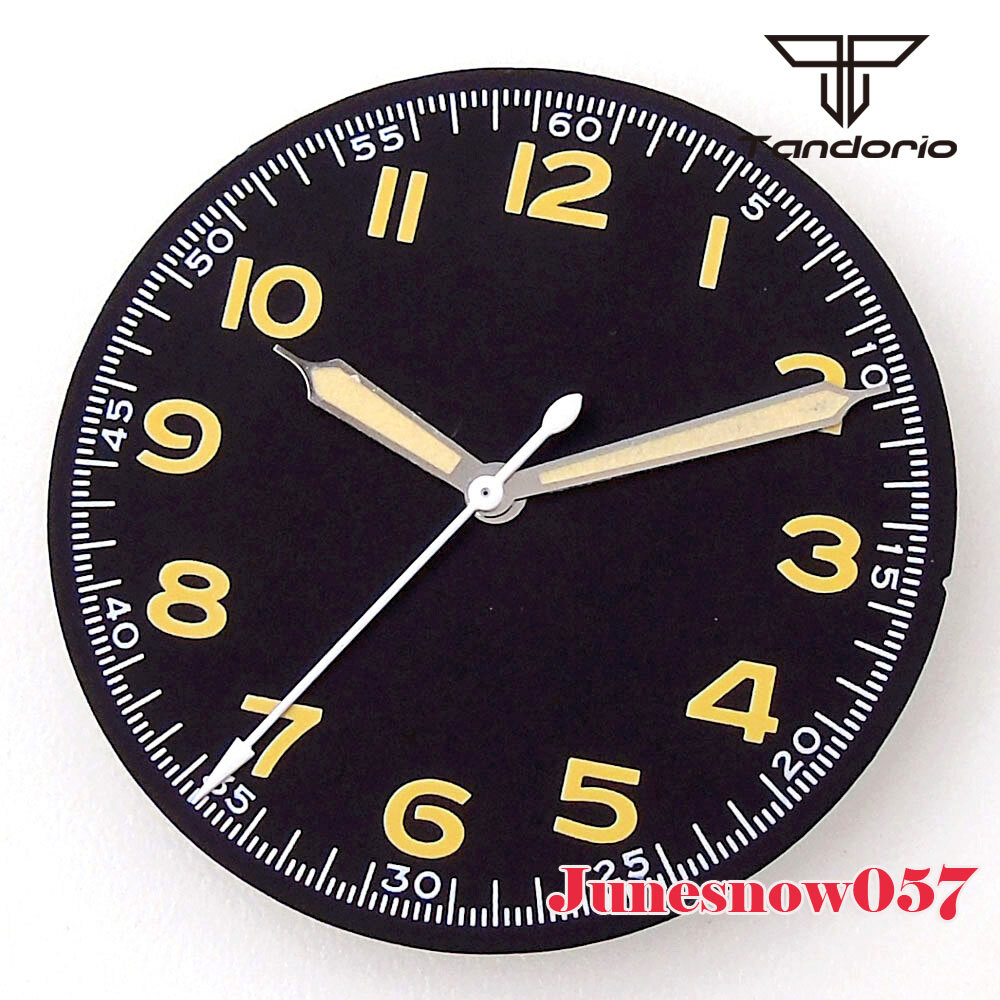 Tandorio 33.5MM Black/Yellow/White Watch Dial Fit NH35 NH36 SKX ETA2824 Movement