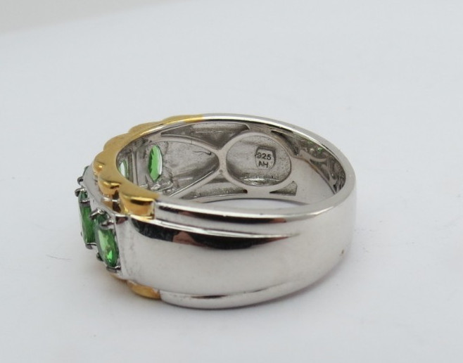 Michael Valitutti Five Stone Chrome Diopside Sterling Silver Palladium Ring S 10