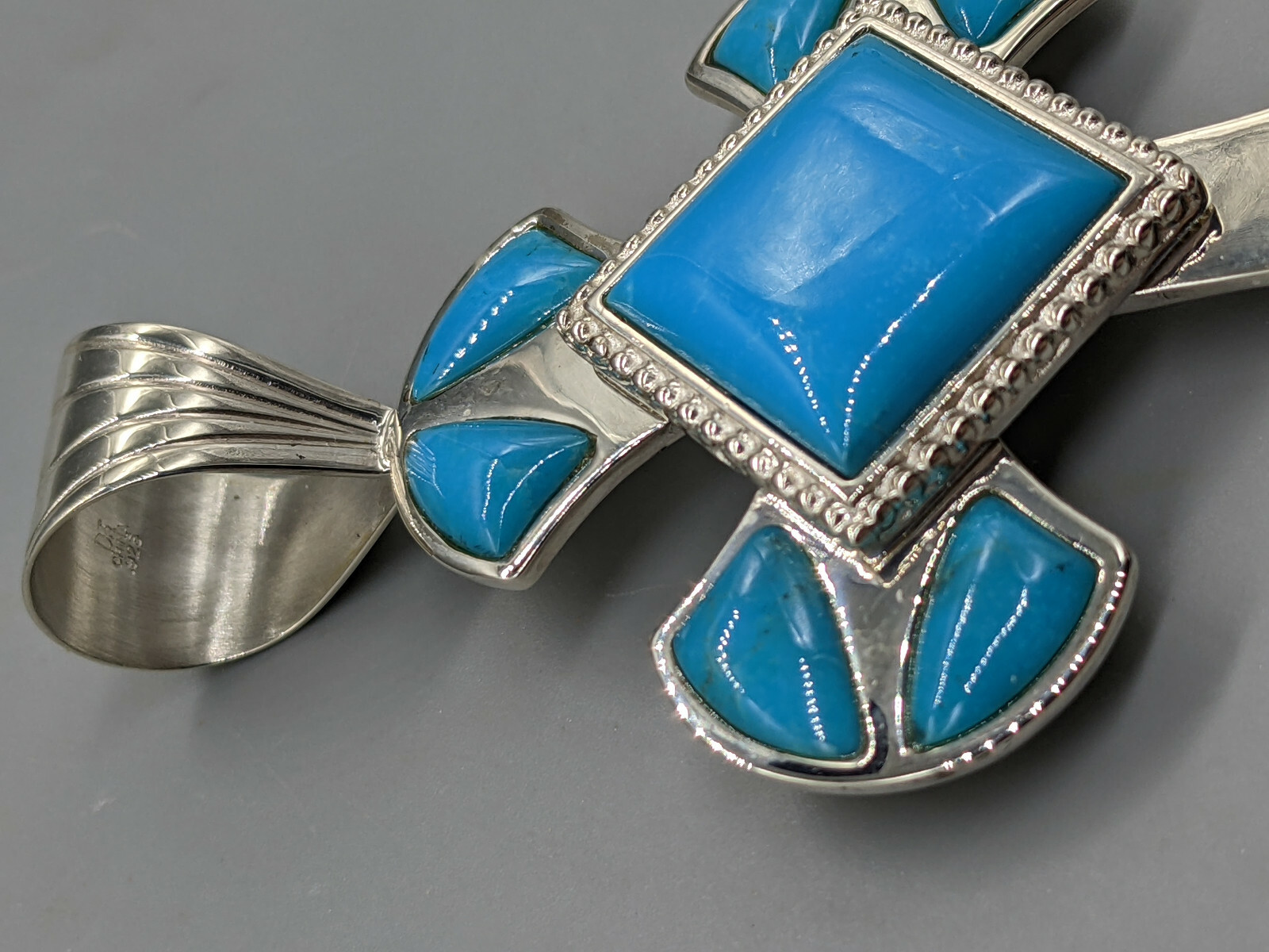 4″ x 2″ 1.31 Ounce Sterling Silver With Turquoise Inlays-Free Shipping