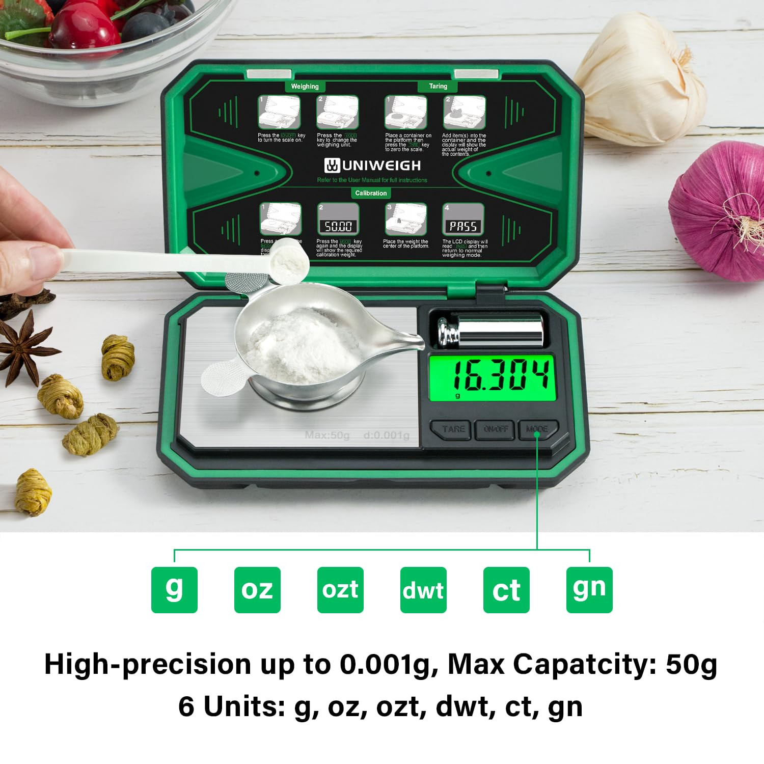 Milligram Scale Precision 0.001G/50G, Digital Jewelry Scale for Powder,Coins,Gol