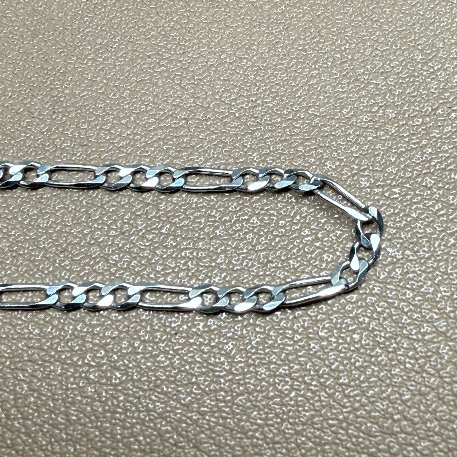 925 Sterling Italy Silver Figaro Flat Link Bracelet 2.3mm 7”