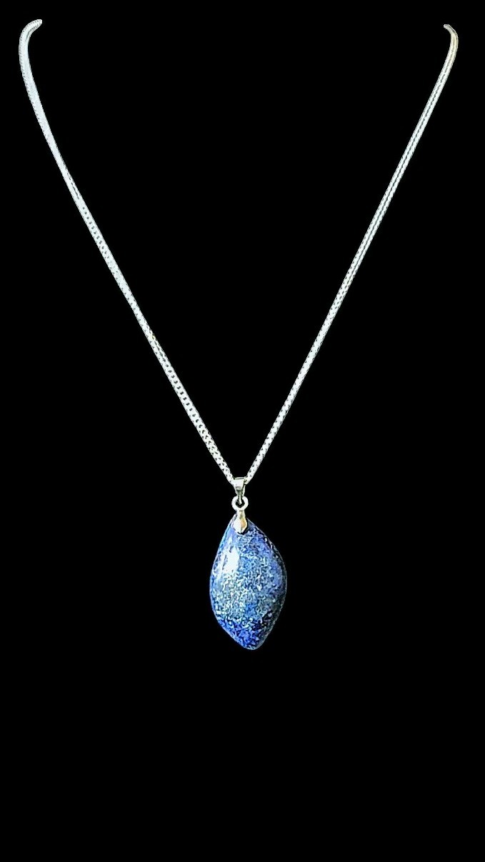 20″ x 1mm Sterling EP Chain w 42mm x 18mm Copper Lapis Lazula Pendant. Beauty!