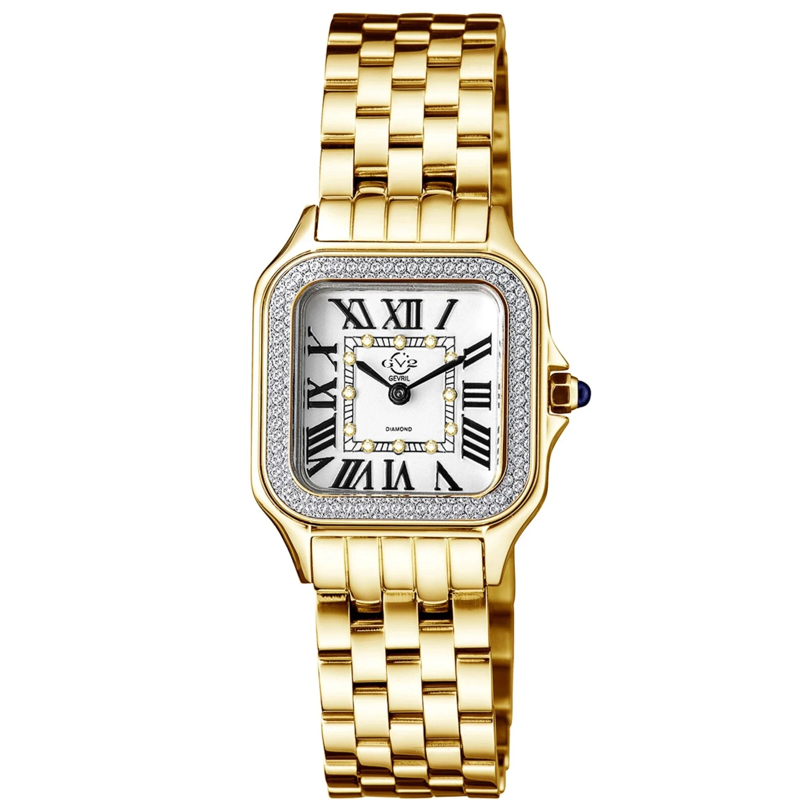 GV2 by Gevril Women’s 12112B Milan Swiss Quartz IPYG Steel Diamond Watch