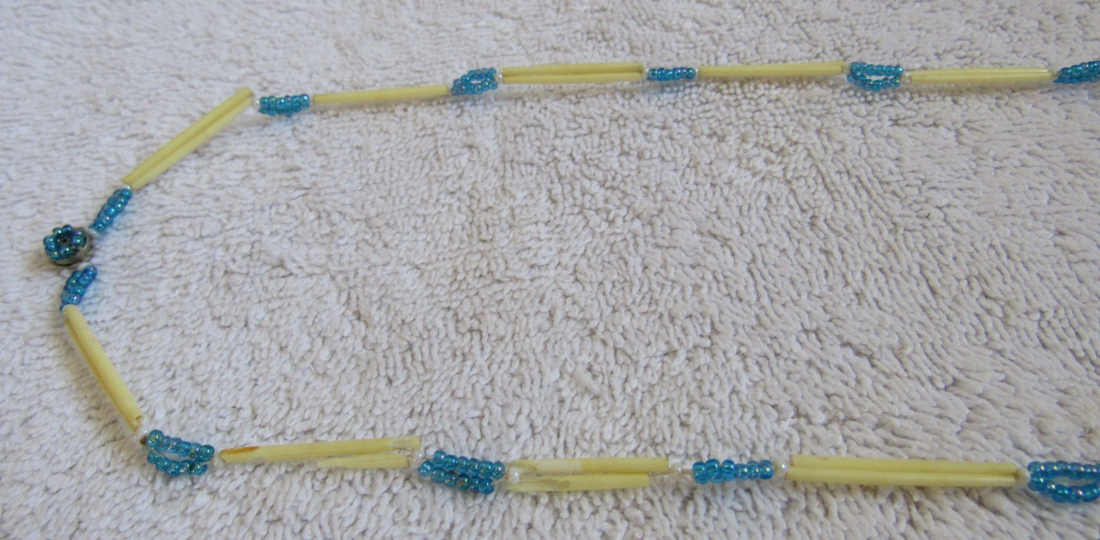Old Sioux Indian Porcupine Quill & Beads Beadwork Medallion Pendants & Necklace